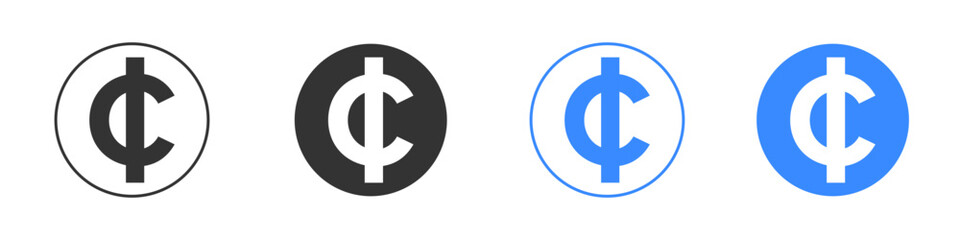 Cedi signs editable flat vector illustration concept.