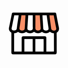 Simple Cartoon Shop Building Icon, Retail Store Front, Small Business