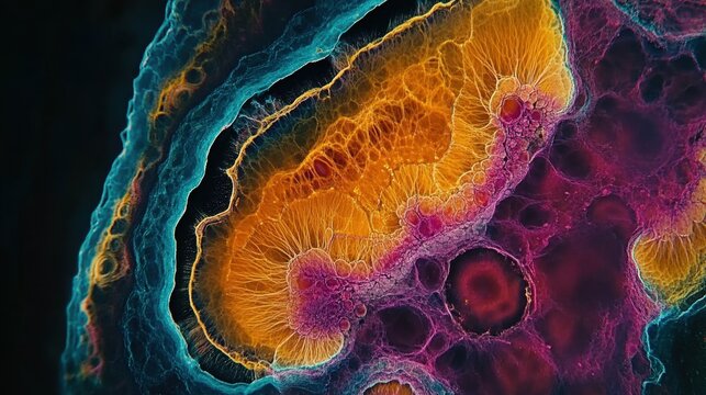 photomicrograph (microscopic image) of cross section of a seed, obtained inadvertently at the time of colonoscopy during biopsy of a colon polyp, stained with hematoxylin and eosin