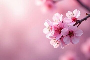 Delicate pink sakura blossoms, full bloom, soft petals , nature background, petal, branch
