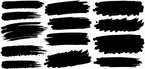 Collection of Black Ink Brush Strokes, Abstract Texture, Design Elements
