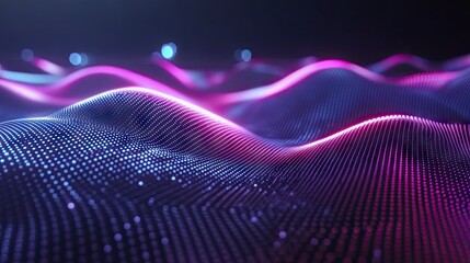 Fototapeta premium Abstract digital landscape of glowing curves.