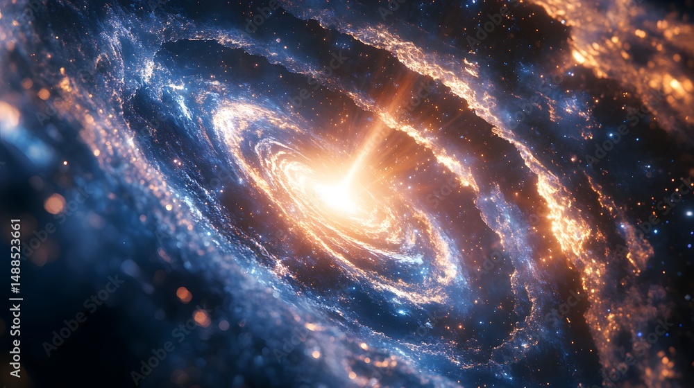 Aufkleber a captivating spiral galaxy shines, revealing vibrant star formation and intricate spiral arms exten
