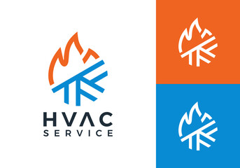 Obraz premium hvac and fire logo. heating cooling snowflake conditioning vector design concept 