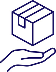 Line Illustration of Box over Hand for Graphics, Concept, Apps