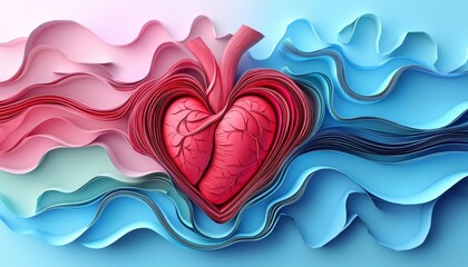 Innovative portrayal of cardiovascular themes through intricate paper designs.