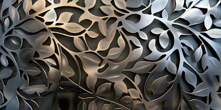 Elegant Metal Leaf Pattern with Intricate Design and Texture