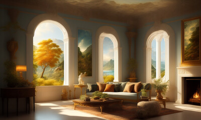 Surreal landscape ancient greece analog style. Generative AI	
