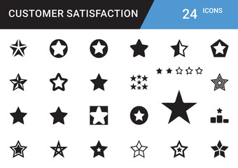 Customer Satisfaction Icons vector set Feedback, Rating, Review, Support, Happy Client, Loyalty, CRM, User Experience, Testimonial, Service Quality, Trust Communication editable 