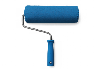 Clean blue paint roller isolated on transparent background, perfect for home renovation and painting projects