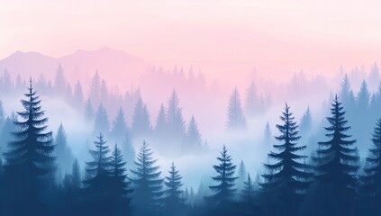 Misty Mountain Forest Sunrise. (1)