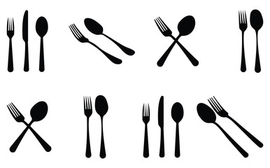 spoon and fork icon set. spoon, fork and knife icon vector. restaurant icon.Fork, knife, spoon and plate set icons. Tableware set flat style.spoon icon,spoon logo,spoon vector,Cutlery Icons Set.