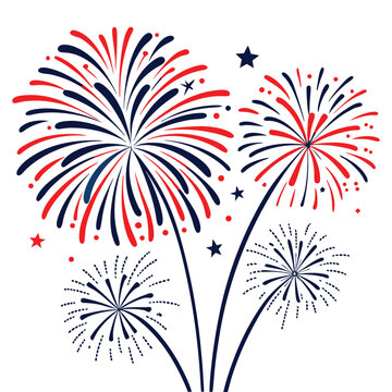 red white blue fireworks display clip art preview