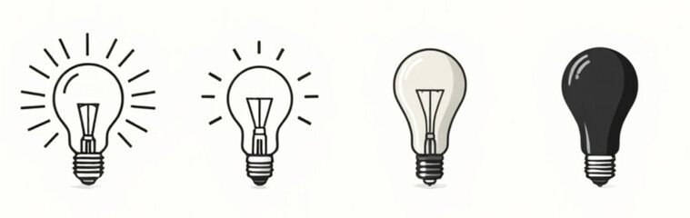 Lamp line icon set. Idea lamp icon collection. Flat style - stock vector