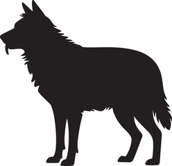 Black Silhouette of a Wolf Standing Side Profile