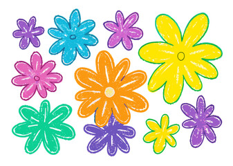 Colorful Hand-Drawn Flower Illustrations Set