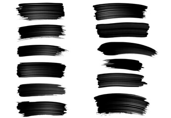 Black set paint, ink brush, brush strokes, brushes, lines, frames, box, grungy. Grungy brushes collection. Brush stroke paint boxes on white background - stock vector