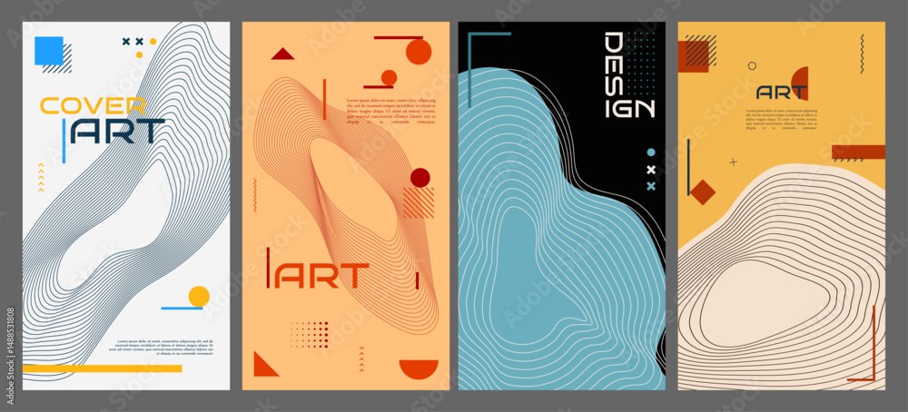 Wall mural vector illustration. linear pattern with memphis geometric elements. design elements for social medi