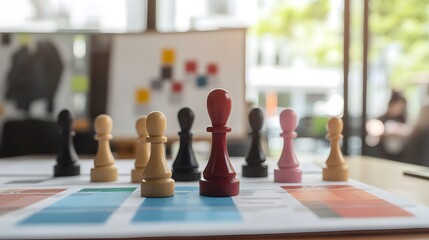 Business competitor analysis board with SWOT visuals market overlap maps and pricing strategy graphs on a background of rival brand icons generic cut out on isolated transparent removed background