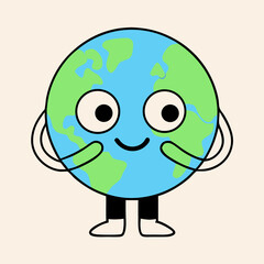 Cute Cartoon Earth Character Illustration