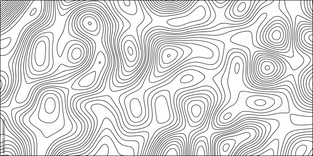 Poster abstract seamless topographic pattern made of thin gray contour lines on a white background. elevati