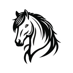 Horse Illustration – Black and White Horse Head Vector Illustration - Elegant Animal Design