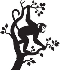 Silhouette of Monkey Hanging on Tree Branch