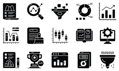 Data analysis set of web icons in line style,Graphs, traffic analysis, data processing, research network collection, statistics, analytics