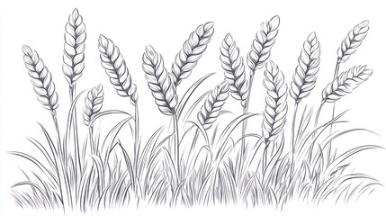 Hand-drawn illustration of wheat field