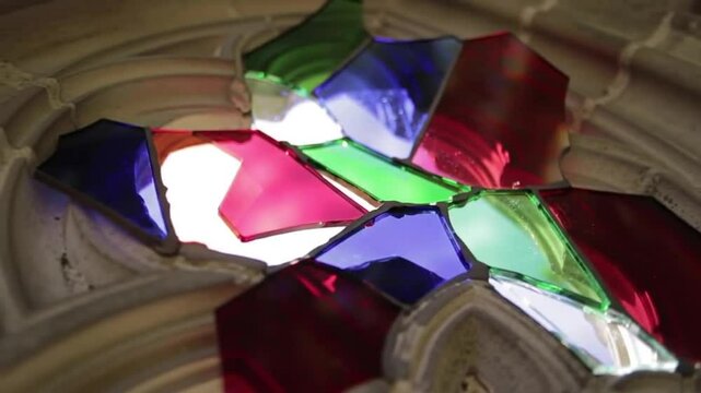 Shattered Stained Glass Slow Motion 48fps | RIFE 4.0 Upscale
