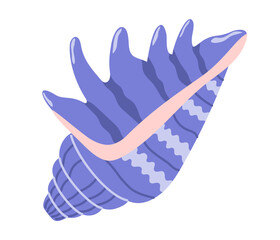 Obraz premium Sea shell. Ocean exotic underwater seashell sticker. Hand drawn vector illustration isolated on white background