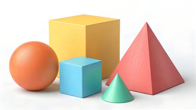 Abstract background with geometric shapes on orange background. 3D illustration. There is room for your design

