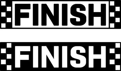 Finish Icons. Black and White Vector Illustration. The finish of the Sports Race. Running Concept