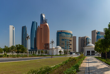 Fototapeta premium Etihad Towers, Khalidiya Palace Rayhaan by Rotana Hotel and Abu Dhabi National Oil Company Headquarters