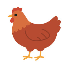 Cute chicken with brown feathers, a sweet and gentle hen, suitable for farm and animal related designs, children's books, and agriculture themes