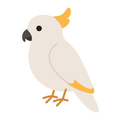 Cute cockatoo with bright yellow markings, a feathered beauty perfect for nature themed designs, greeting cards, and wildlife photography projects