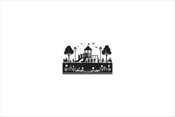Fototapeta premium children park silhouette with a simple, understated design set against a white background