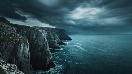 Dramatic Cliffs and Stormy Sea