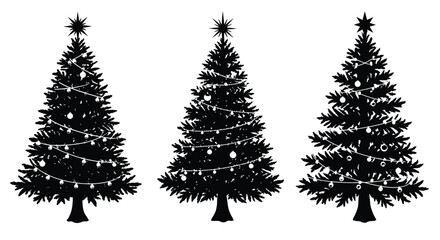 Collection of Various Christmas Tree Silhouettes