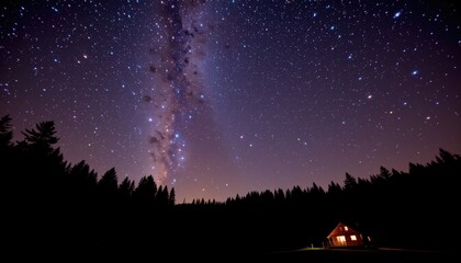 Naklejka premium a night sky with a view of the galaxy in the top left corner, as seen from earth