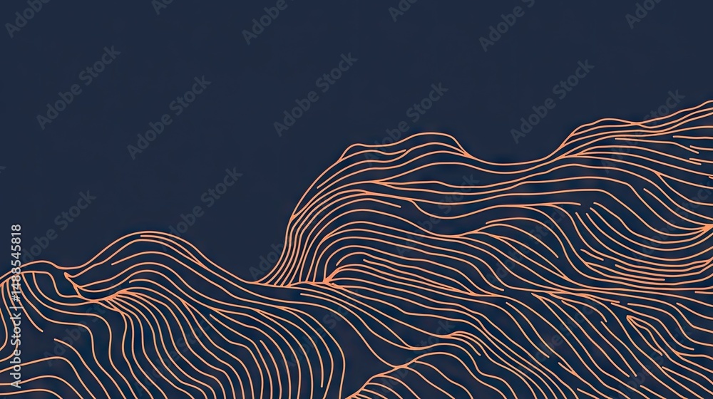 Poster abstract design with layered lines on a dark background.