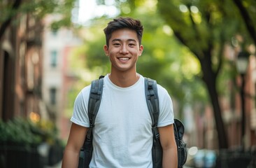 Naklejka premium Smiling young man outdoors