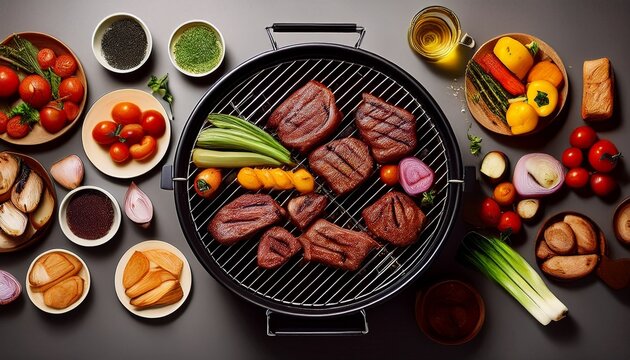 Ordentlich angerichtetes Grillgut auf Holzkohlegrill
