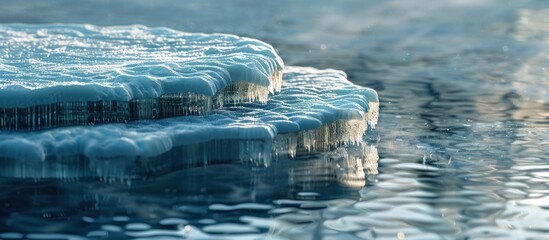 Frozen Ice Shelf Floating on Tranquil Water