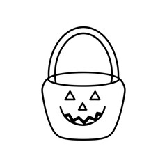 Trick or treat candy bucket line art illustration