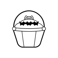 Trick or treat candy bucket line art illustration