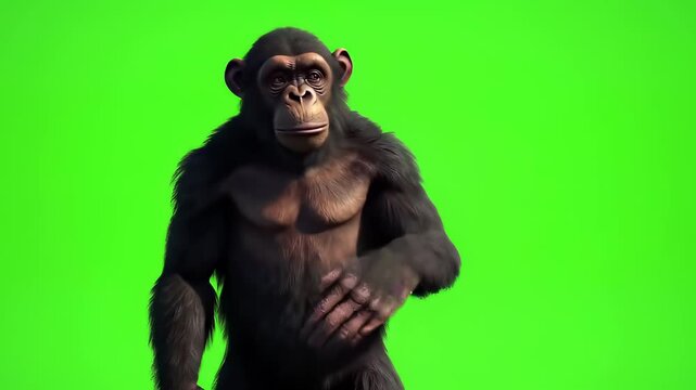 Animated CGI Chimpanzee Dancing: Expressive Moves & Grooves - Green Screen