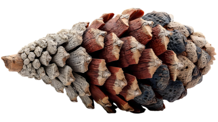 A realistic pinecone with intricate scales, highlighting nature?s beauty, displayed on white --ar 16:9 --v 7.0 --s 750
