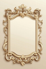 A 3D scrollwork ornamental frame with elegant carvings surrounding a blank card. Ideal for royal invitations, premium greeting cards, and luxury stationery designs.

