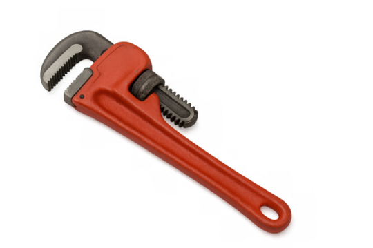 Isolated red pipe wrench on a transparent background, perfect for design projects related to plumbing, construction, or diy - Powered by Adobe